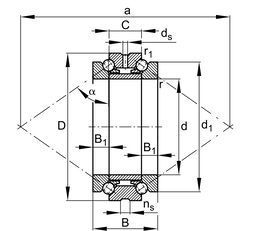 234418-M-SP Axial Angular Contact Ball Bearing drawing 234418-M-SP Axial Angular Contact Ball Bearing drawing