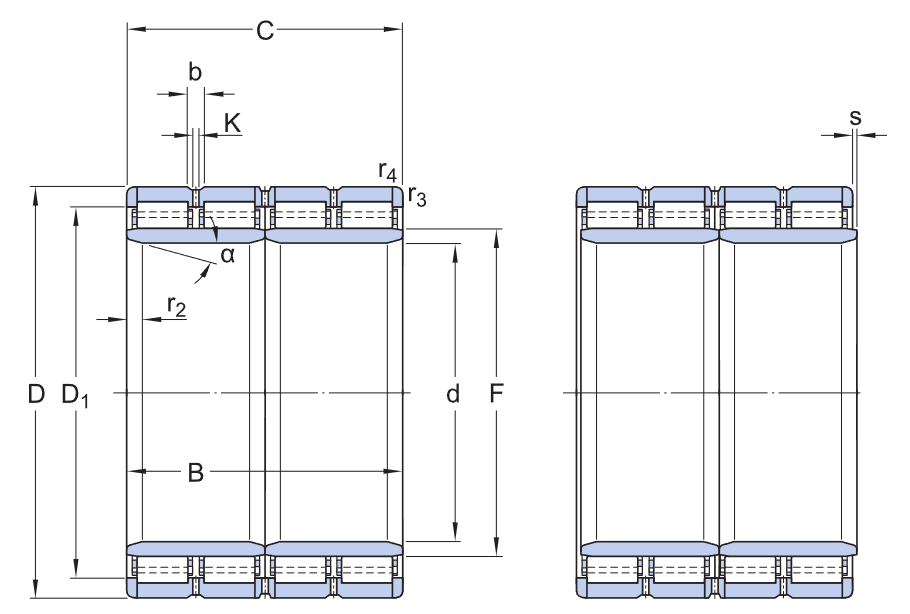 313513 Four-row Cylindrical Roller Bearing drawing 313513 Four-row Cylindrical Roller Bearing drawing