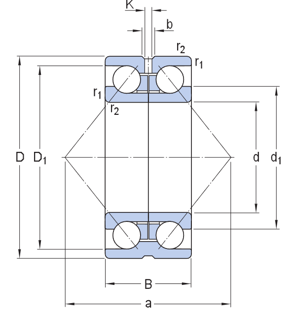 305286D Angular Contact Ball Bearing drawing 305286D Angular Contact Ball Bearing drawing