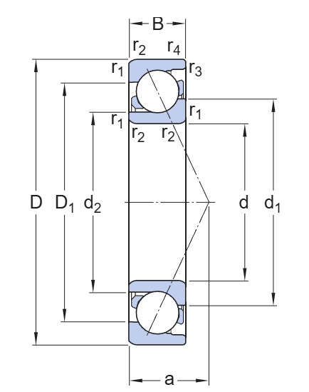 7308 ACCBM Angular Contact Ball Bearing drawing 7308 ACCBM Angular Contact Ball Bearing drawing