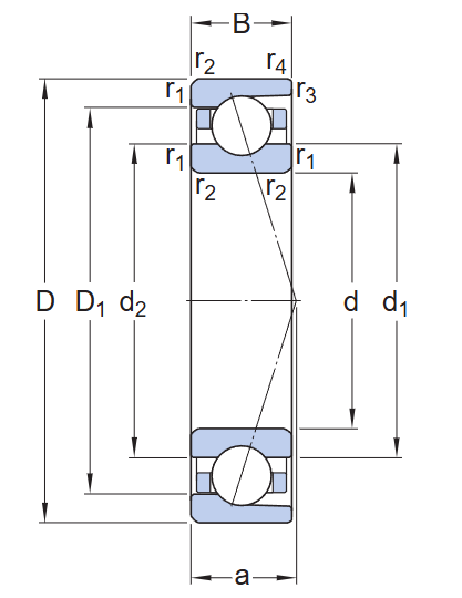 71821 ACD/P4 Angular Contact Ball Bearing drawing 71821 ACD/P4 Angular Contact Ball Bearing drawing